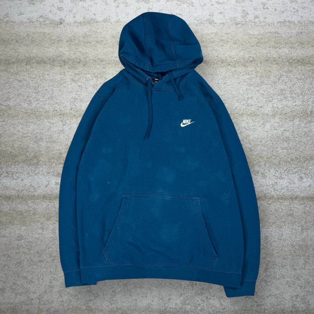 Vintage Y2K Nike Hoodie Mens XL Blue White Swoosh Cotton Pullover